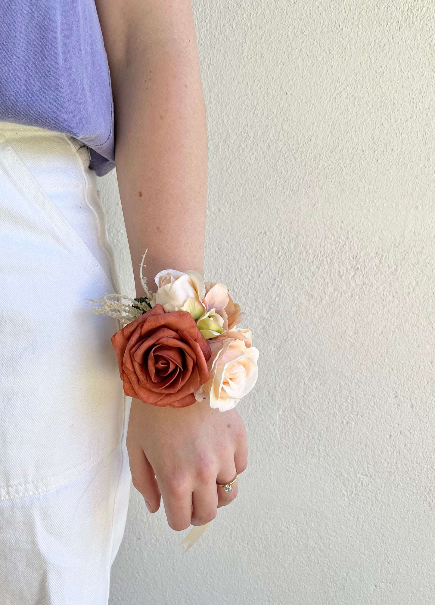 Corsage - Mixed Rust & Peach Roses