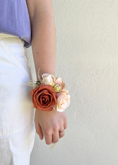 Corsage - Mixed Rust & Peach Roses