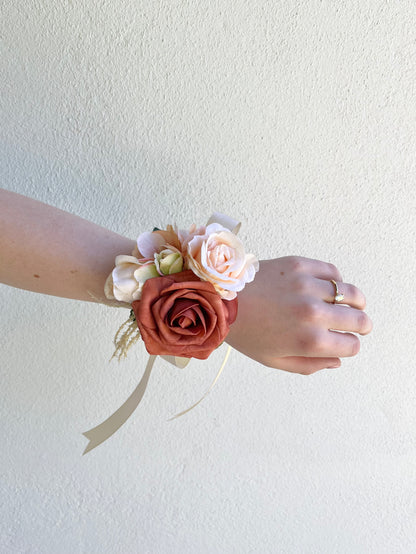 Corsage - Mixed Rust & Peach Roses