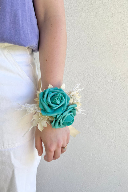 Corsage - Double Turquoise Rose