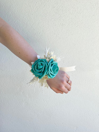 Corsage - Double Turquoise Rose